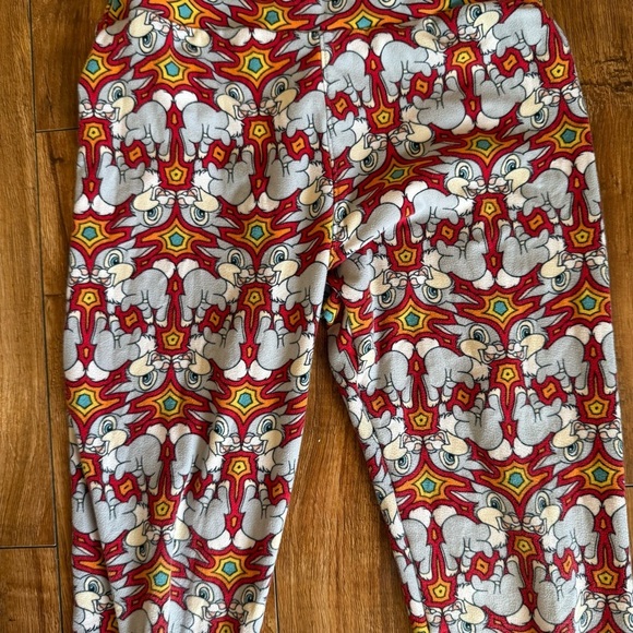 LuLaRoe Girls Leggings Bunny Rabbit Red Yellow Pattern Size Tween - Picture 3 of 7